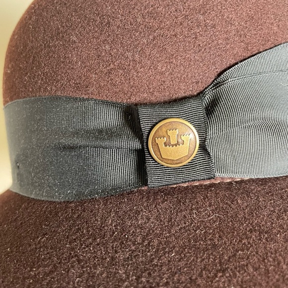 New GOORIN BROS. Women’s Sz S Wide Brim CLOCHE Hat 100% Wool Maroon Felt Boho - Picture 6 of 12